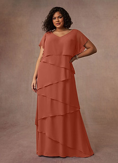 Azazie OHara Mother of the Bride Dresses Clay A-Line V-Neck Chiffon Dress image12