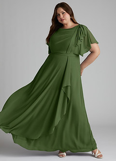 Azazie Aaliyah Modest Bridesmaid Dresses A-Line Scoop Pleated Chiffon Floor-Length Dress image8