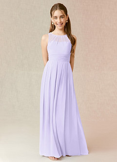 Azazie Bibiane Junior Lilac A-Line Pleated Chiffon Dress image1