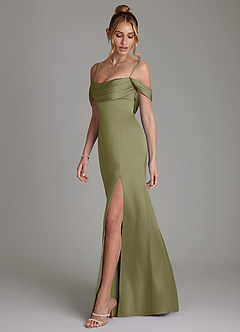 Azazie Nira Bridesmaid Dresses Pistachio Mermaid Corset Stretch Satin Dress image7