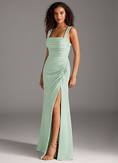 Azazie Jesaphine Bridesmaid Dresses Agave Sheath Bow Chiffon Dress image3