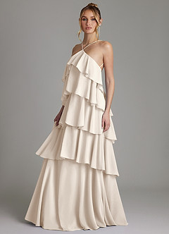 Azazie Deena Abiti da Damigella Abito A-Line in Chiffon Drappeggiato Alabastro Bianco image5