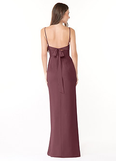 Azazie Mai Brautjungfernkleider Etui Plissee Chiffon Kleid Sangria image2