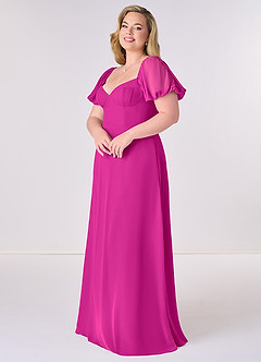 Barbie ♥ Azazie Bridesmaid Dresses Fuchsia A-Line Pleated Chiffon Dress image9