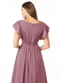 Azazie Daphne Modest Bridesmaid Dresses A-Line Ruffled Chiffon Floor-Length Dress image5