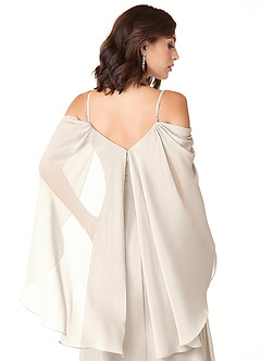 Azazie Cienna Bridesmaid Dresses White Alabaster A-Line Long Sleeve Chiffon Dress image3