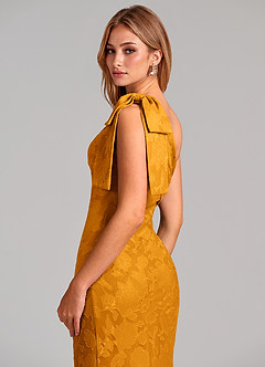 Azazie Yuanna Brudtärnklänningar Klä av Sjöjungfru i Blommig Utbrändhet Ena axeln Knäck image2