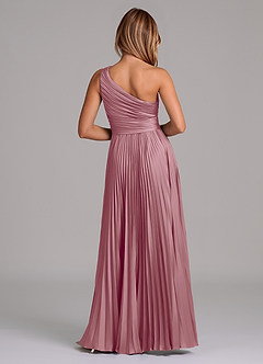 Azazie Lyrica Robes de demoiselle d'honneur Robe Trapèze en Satin extensible Une épaule Mauve Vintage image8