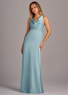 Azazie Wrenlee Bridesmaid Dresses Moody Blue A-Line Stretch Satin Dress image5
