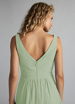 Azazie Grace Bridesmaid Dresses Dusty Sage A-Line Pleated Chiffon Dress image6