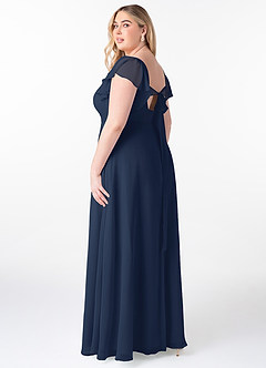 Azazie Syenna Bridesmaid Dresses Dark Navy A-Line Ruched Chiffon Dress image9
