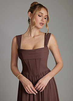 Azazie Caterina Bridesmaid Dresses Ganache A-Line Corset Chiffon Dress image3