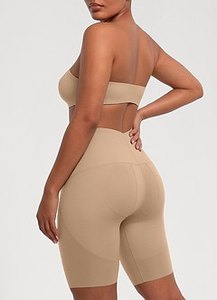 front Short gainant taille haute à double bride en C pour un effet push-up fessier puissant (rehaussement fessier effectif de 3 cm)
