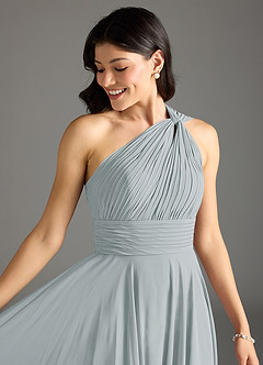 Azazie Charlize Bridesmaid Dresses Dolphin Grey A-Line One Shoulder Chiffon Dress image5