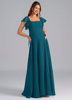 Azazie Bondi Maternity Bridesmaid Dresses A-Line Ruched Chiffon Floor-Length Dress image1