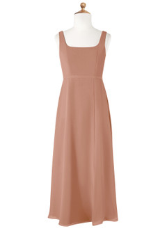 Azazie Renee Junior Champagne Rose A-Line Side Slit Chiffon Dress image5