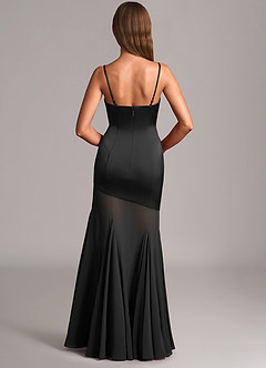 Azazie Uma Brautjungfernkleider Wandelbar Meerjungfrau-Linie Schulterfrei Chiffon Kleid Schwarz image5