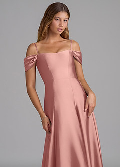 Azazie Seriana Bridesmaid Dresses Rosette A-Line Off the Shoulder Stretch Satin Convertible Dress image2
