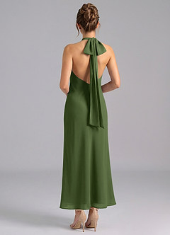 Azazie Velli Bridesmaid Dresses Olive Mermaid High Neck Chiffon Dress image2