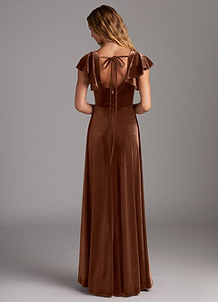 Azazie Bondi Bridesmaid Dresses Umber A-Line Side Slit Velvet Dress image6