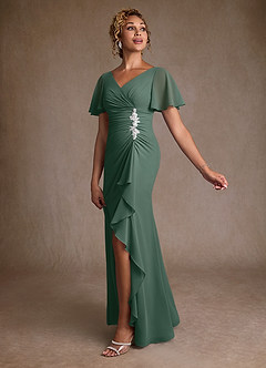 Azazie Suffolk Moeder van de bruid jurken A-Lijn Jurk van Chiffon Geplooid Zeemos image2