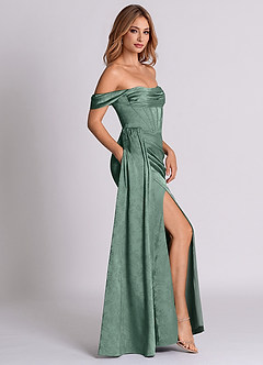 Azazie Amyra Brudtärnklänningar Klä av Sjöjungfru i Jacquard Av axeln Eukalyptus image4