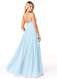 Azazie Emerald Brautjungfernkleider A-Linie Gekräuselt Chiffon Kleid Himmelblau image3