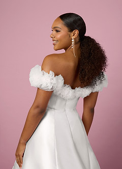 Barbie ♥ Azazie Wedding Dresses Diamond White Ball-Gown Off the Shoulder Mikado Dress image6