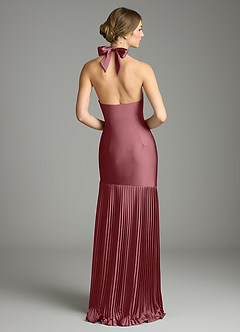 Azazie Nayeli Final Sale Desert Rose A-Line Pleated Stretch Satin Dress image2