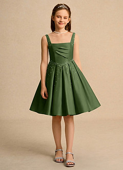 Azazie Jello Flower Girl Klänningar Klä Balklänning i Matt satäng Plisserad image1