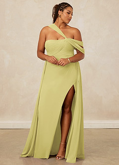 Christian Siriano Bridal for Azazie 1014 Bridesmaid Dresses Lemon Sorbet A-Line Off the Shoulder Chiffon Dress image13