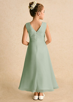 Azazie Edelweiss Flower Girl Dresses Dusty Sage A-Line Pleated Chiffon Dress image6