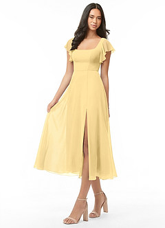 Azazie Bondi Bridesmaid Dresses Butter A-Line Ruched Chiffon Dress image3
