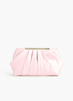 front Matching Color Matte Satin Pleated Clutch