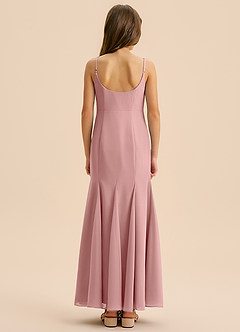 Azazie Evey Junior Abito Sirena in Chiffon Plissettato Rosa Polverosa image2