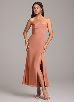 Azazie Saige Jurken voor bruidsmeisjes Converteerbaar Jurk van Chiffon met Kolom Off the Shoulder Meer Gesneden image6