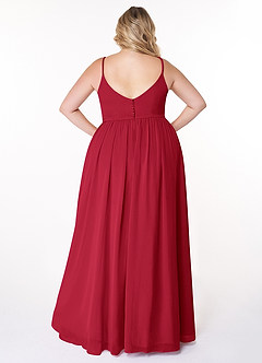 Azazie Rayna Bridesmaid Dresses Scarlet A-Line V-Neck Pleated Chiffon Dress image8