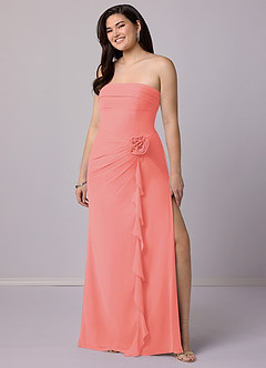 Barbie ♥ Azazie Bridesmaid Dresses Coral Sheath Strapless Chiffon Convertible Dress image10