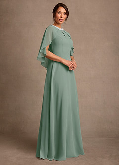 Azazie Winnifred Abiti per la Madre della Sposa Abito A-Line in Chiffon Perline Salvia Argentata image2