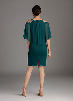 Azazie Junibee Abiti per la Madre della Sposa Abito Tubino in Maglia Lustrini Verde Pavone image4