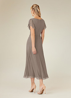 Azazie Vera Abiti per la Madre della Sposa Abito A-Line in Maglia con Scollo a V a Pieghe Taupe image3