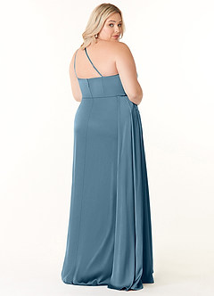 Azazie Maron Bridesmaid Dresses Bermuda A-Line One Shoulder Stretch Satin Dress image9