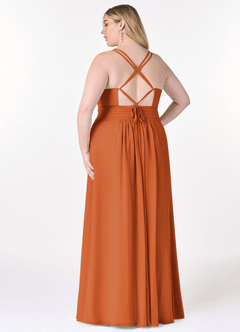 Azazie Farren Bridesmaid Dresses Cinnamon A-Line Pleated Chiffon Convertible Dress image11
