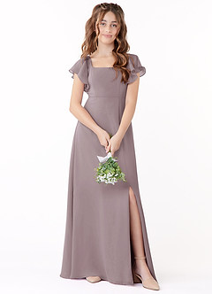 Azazie Bondi Junior Dusk A-Line Bow Chiffon Dress image1