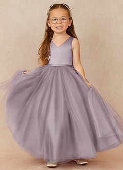 Azazie Marybell Robe Demoiselle D'honneur Fillette Robe Trapèze en Tulle Arc Crépuscule image1