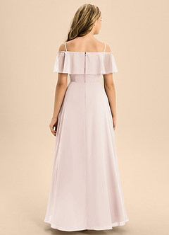 Azazie Maggie Junior Rose Petal A-Line Off the Shoulder Chiffon Dress image6
