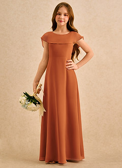 Azazie Kittie Girls Formal Flower Girl Klänningar Klä A-Line i Chiffong image5