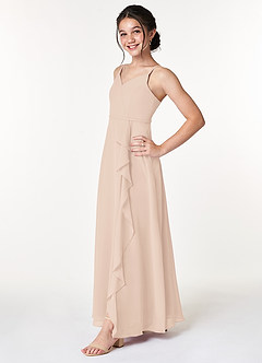 Azazie Naeem Junior Jurk van Chiffon met A-Lijn Ruches Engelse Roos image3