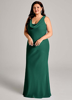 Azazie Rylina Bridesmaid Dresses Emerald Mermaid Pleated Chiffon Dress image9