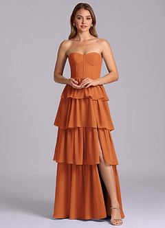 Azazie Faye Bridesmaid Dresses Cinnamon A-Line Sweetheart Neckline Chiffon Dress image6